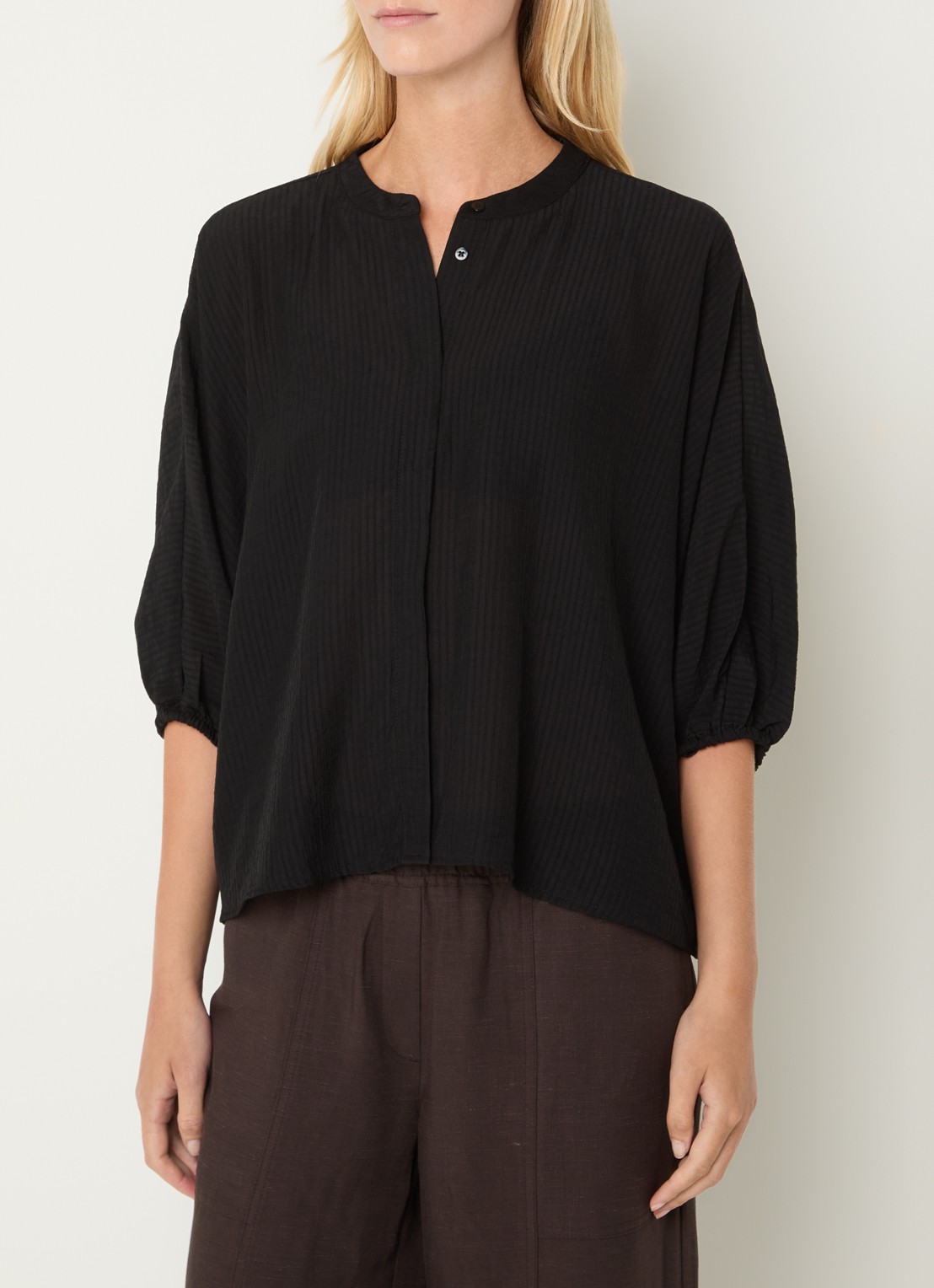 OPUS Blouse met ballonmouw - detail zwart