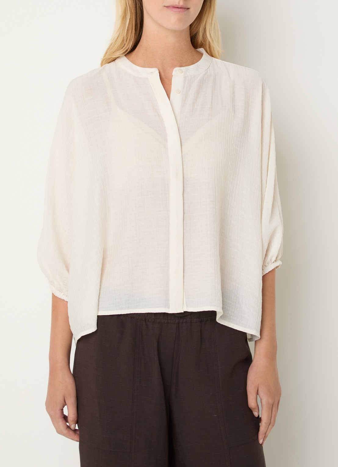 OPUS Blouse met ballonmouw - detail gebroken wit