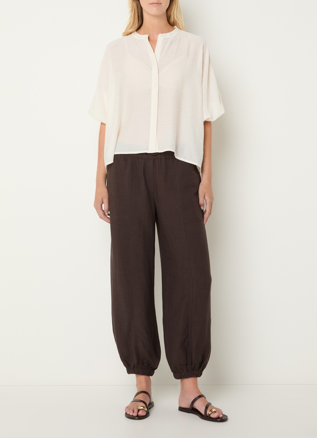 OPUS Blouse met ballonmouw - voorkant 4 gebroken wit