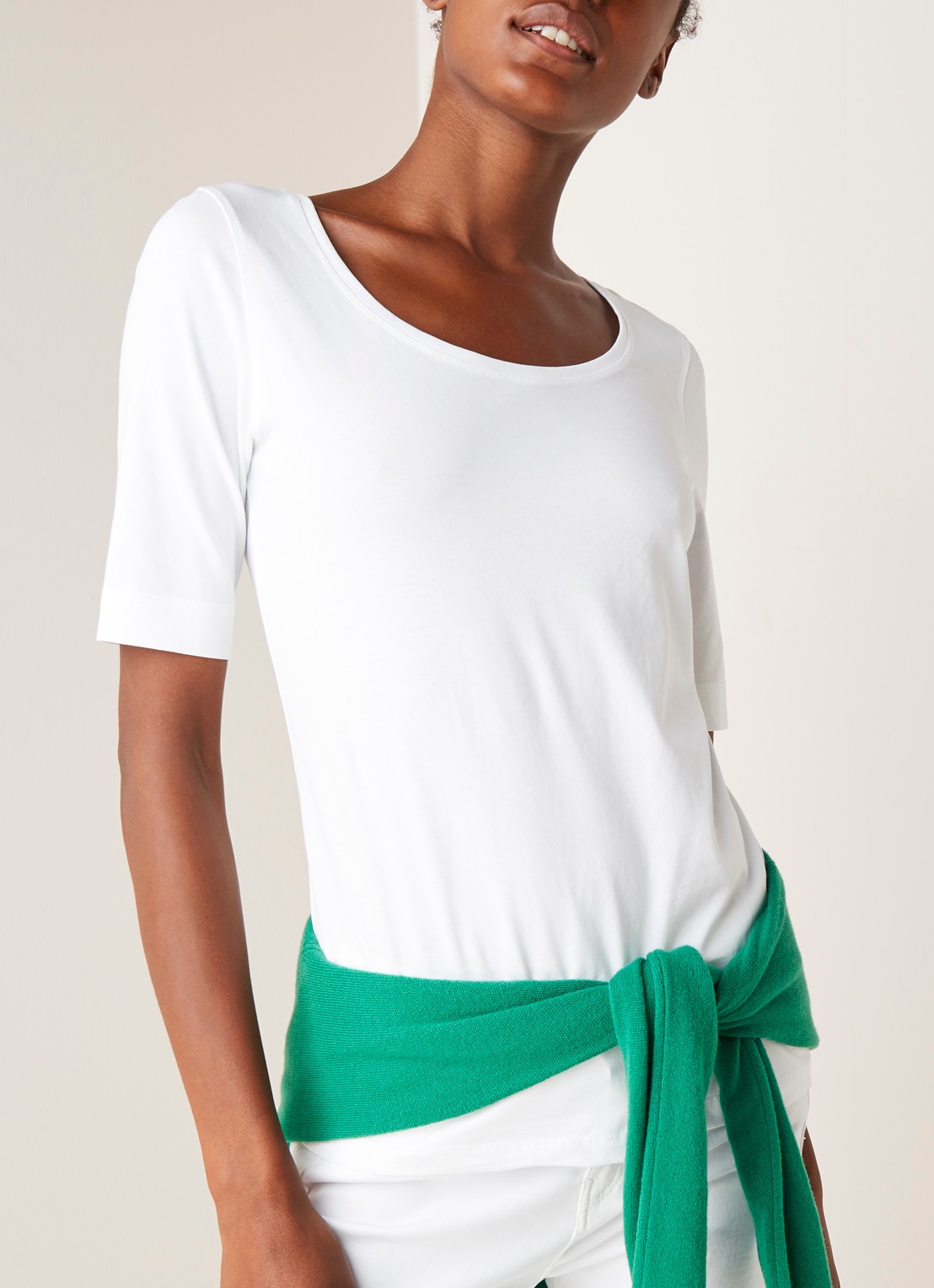 OPUS Daily basic T-shirt van katoen met ronde hals - detail 4 wit