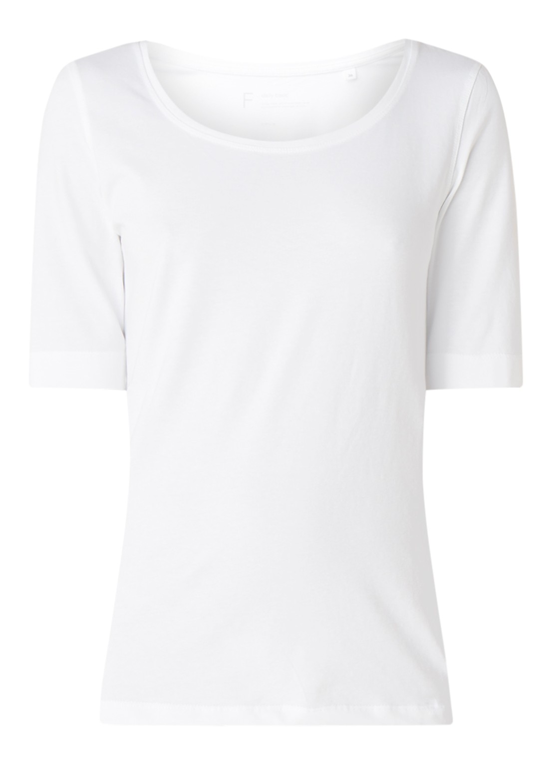 OPUS Daily basic T-shirt van katoen met ronde hals - voorkant wit