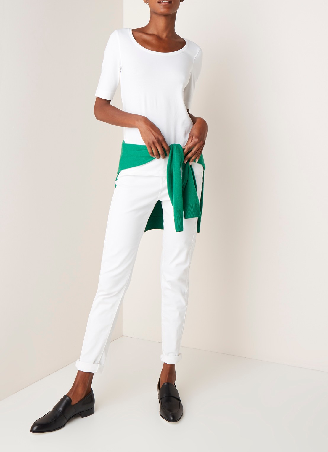 OPUS Daily basic T-shirt van katoen met ronde hals - voorkant 2 wit