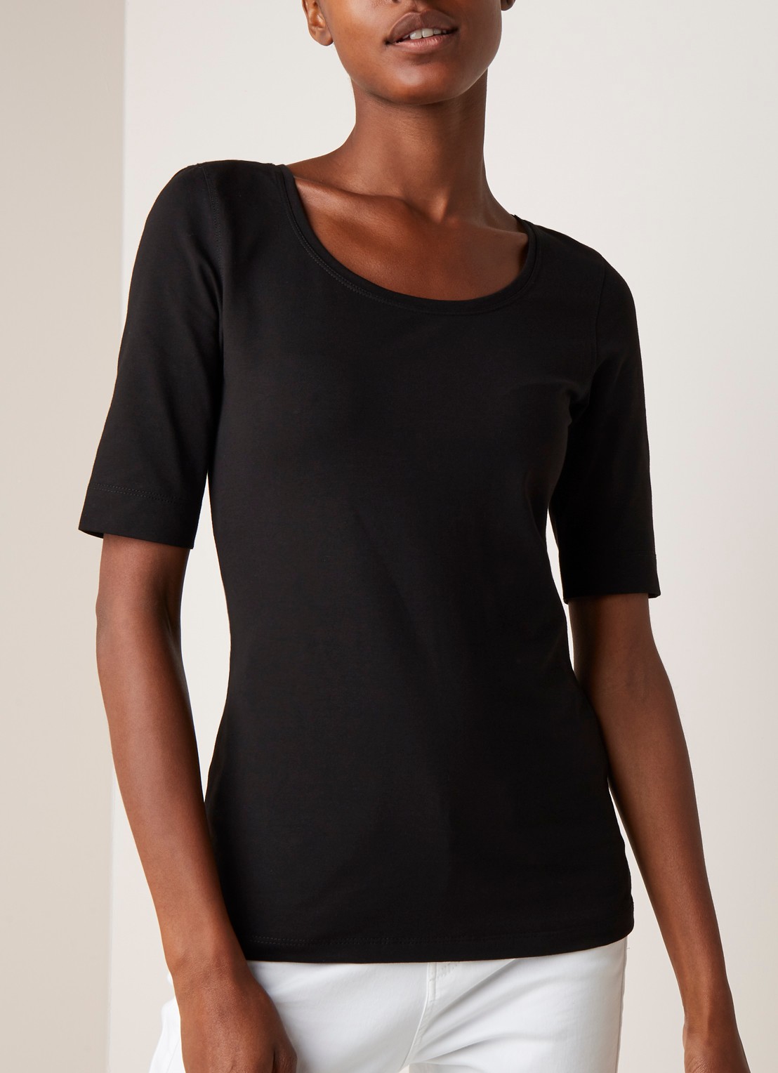 OPUS Daily basic T-shirt van katoen met ronde hals - detail 3 zwart