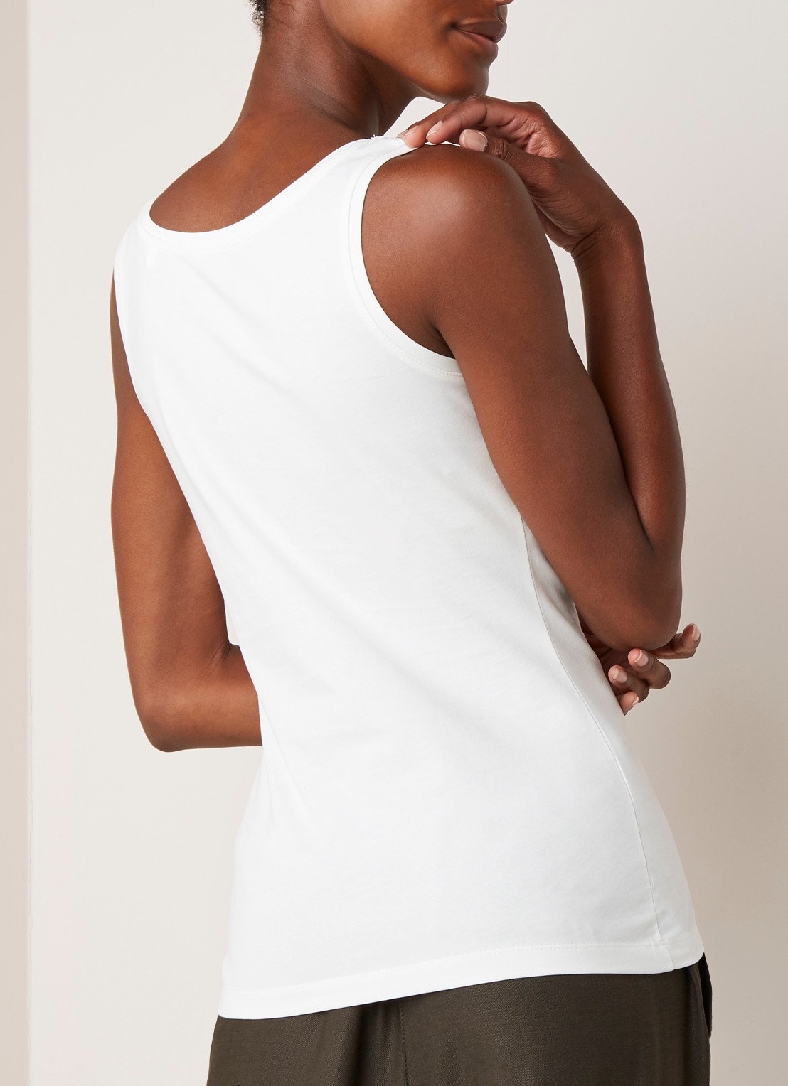 OPUS Daily tanktop van katoen met ronde hals - achterkant 2 ivoor