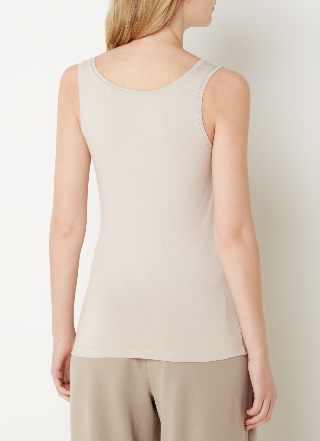 OPUS Daily tanktop van katoen met ronde hals - achterkant beige