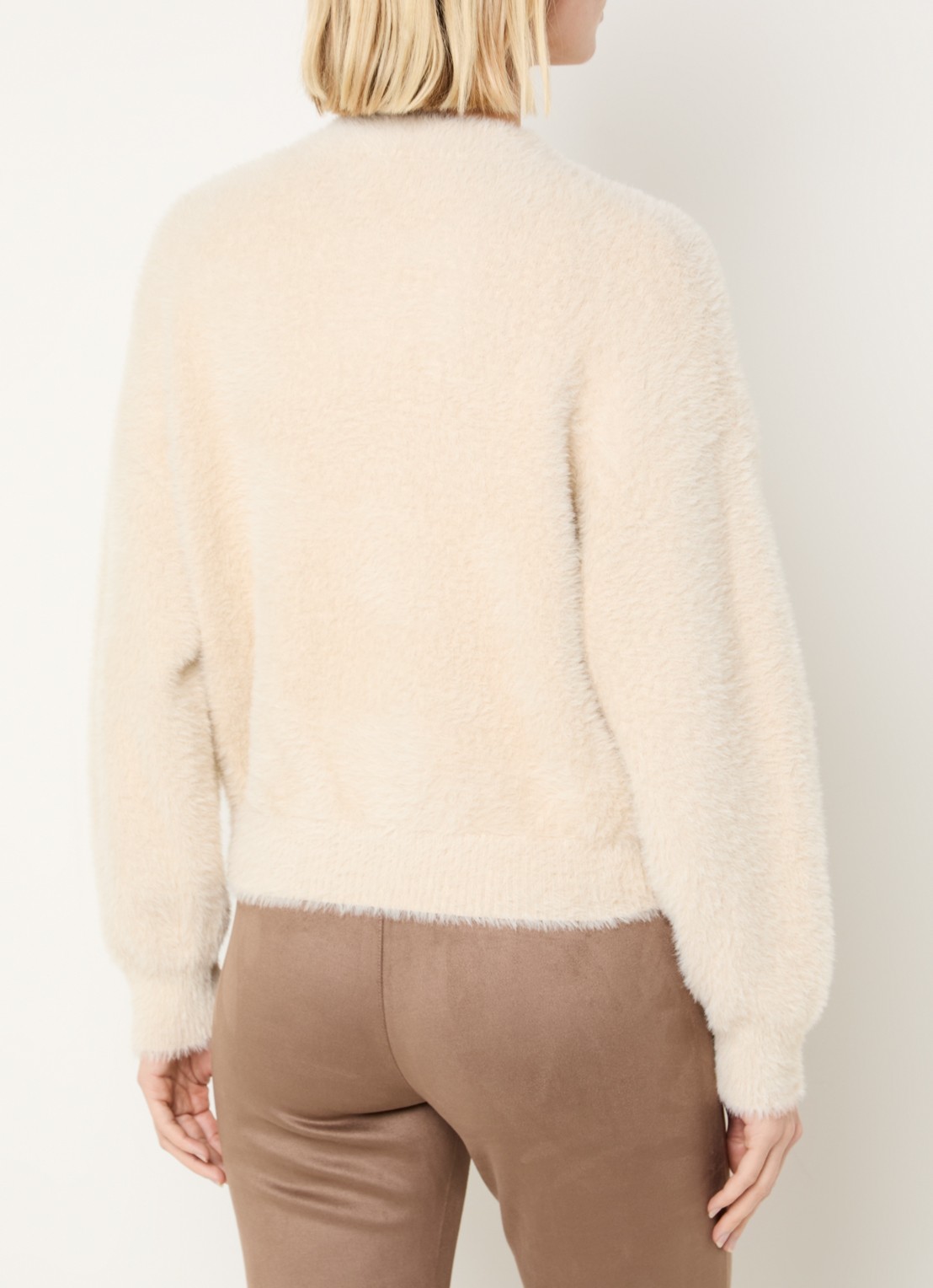 OPUS Dores grofgebreid vest met steekzakken - achterkant 4 beige