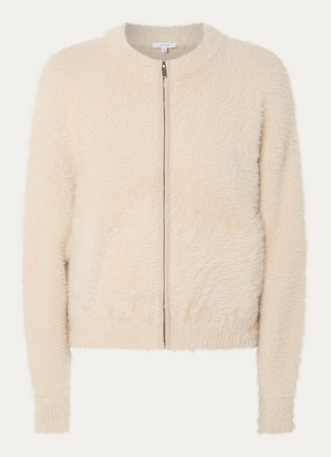 OPUS Dores grofgebreid vest met steekzakken - voorkant 2 beige