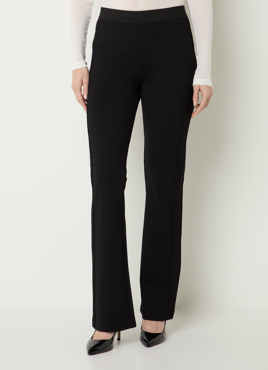 OPUS Erja high waist flared legging met stretch - detail 4 zwart