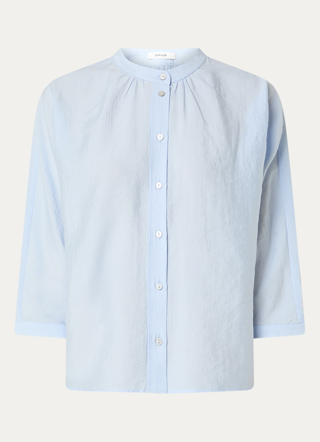 OPUS Fabell blouse met ronde hals - voorkant 2 lichtblauw