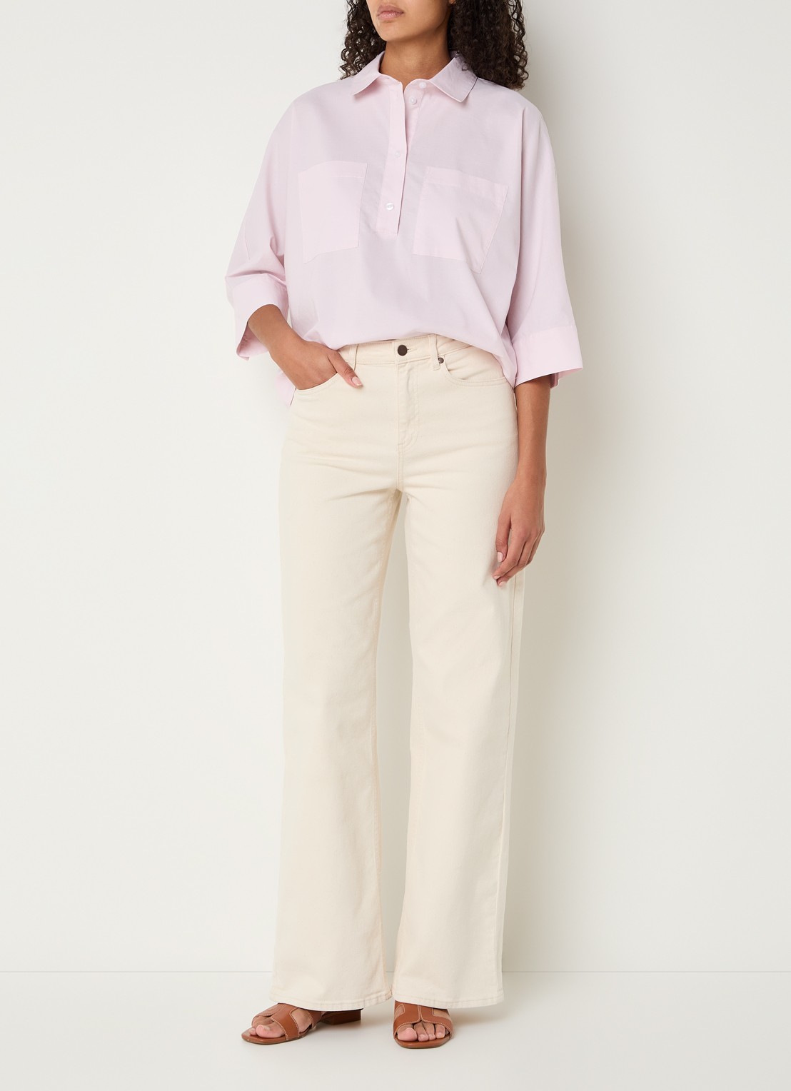 OPUS Fadessa blouse met kraag - voorkant 3 roze