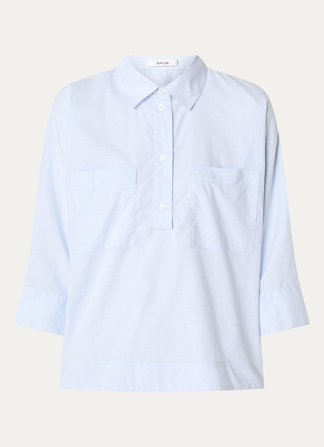 OPUS Fadessa blouse met kraag - voorkant blauwgrijs
