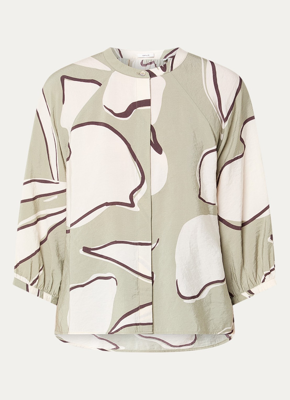 OPUS Faloom blouse met print - voorkant 3 olijfgroen