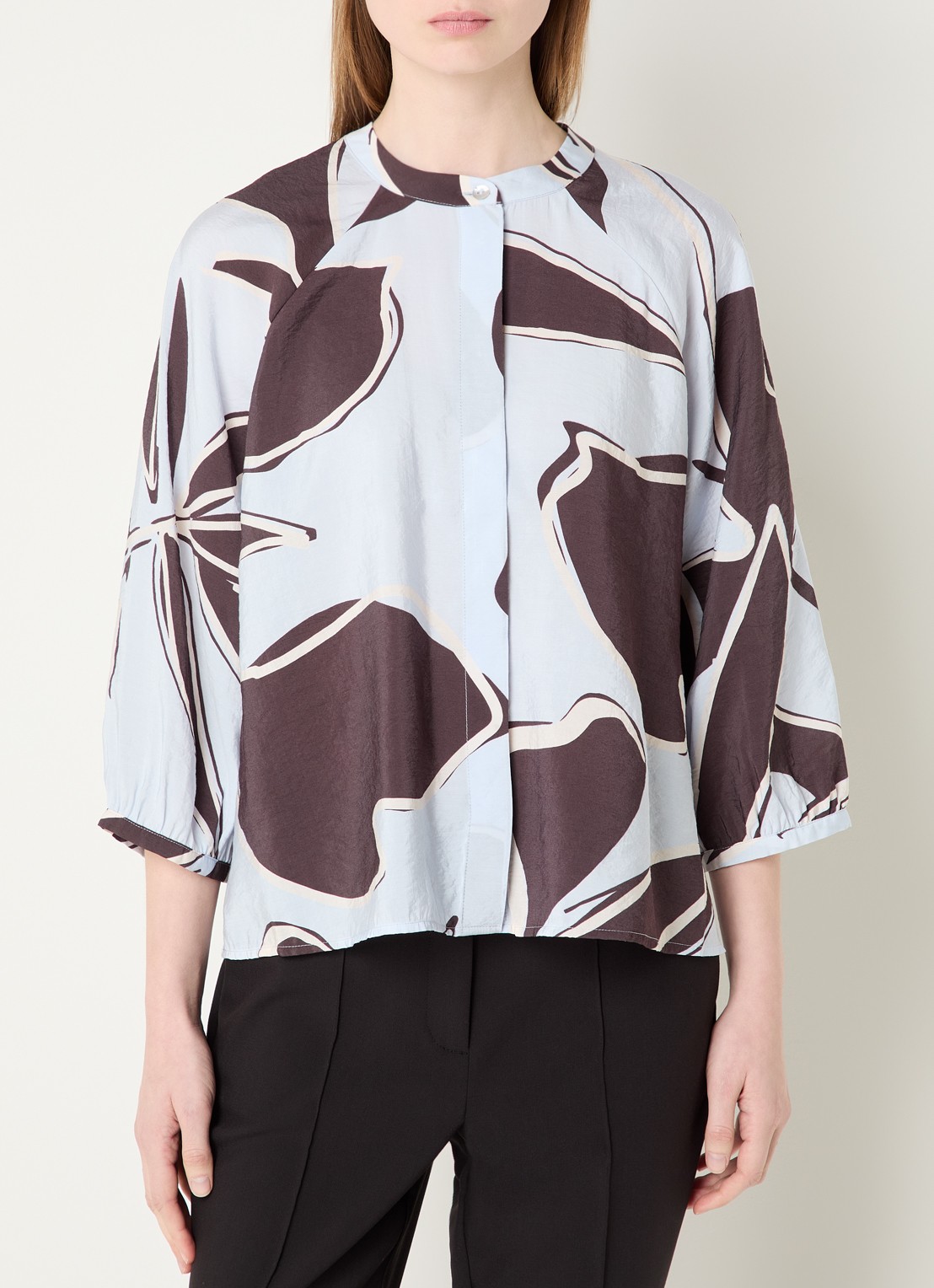 OPUS Faloom blouse met print - detail 2 blauw