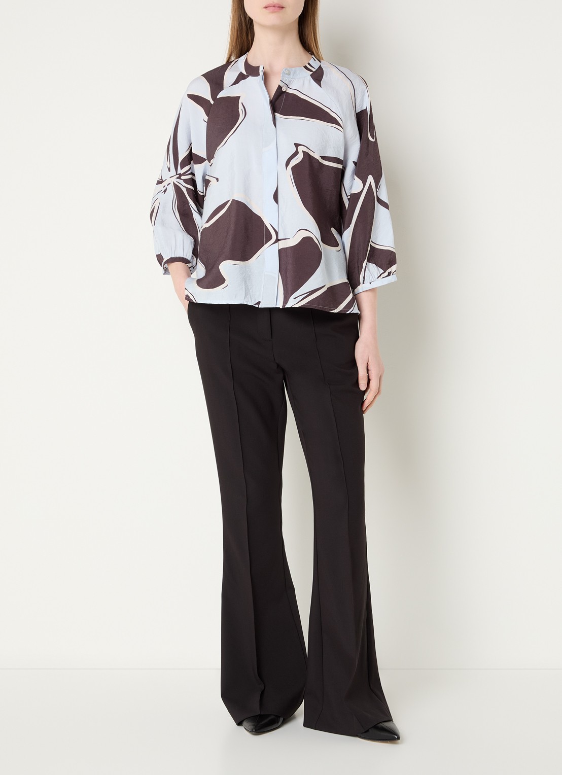 OPUS Faloom blouse met print - voorkant 4 blauw