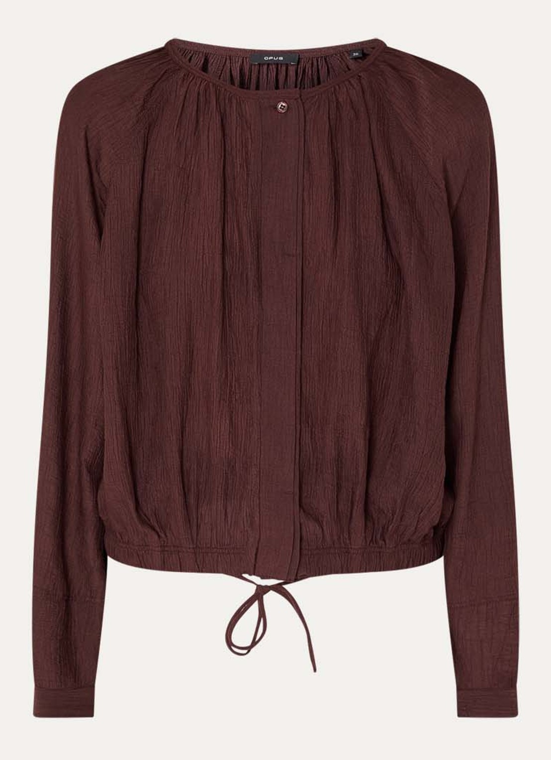 OPUS Faluna blouse met ronde hals - voorkant 3 donkerbruin