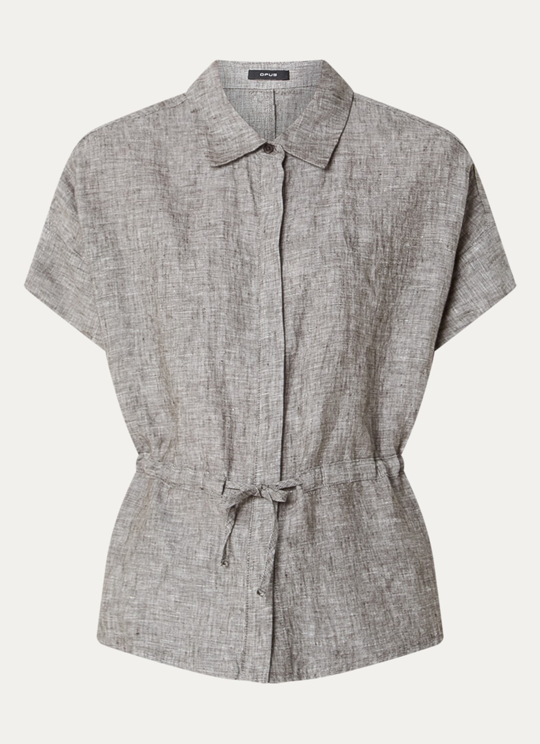 OPUS Faluri blouse van linnen met splitten  - voorkant 2 grijsmele