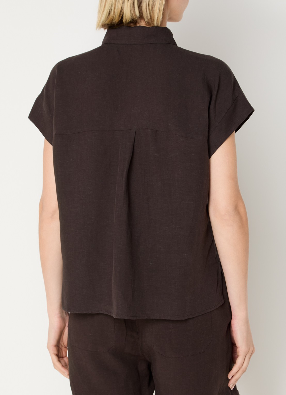 OPUS Falvia blouse in linnenblend - achterkant bruin