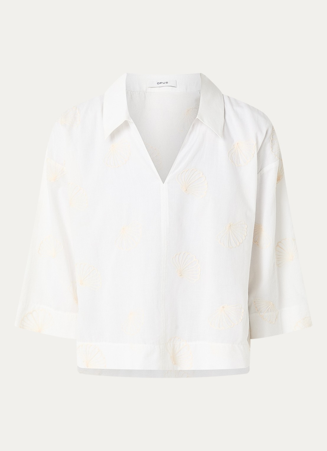 OPUS Famoni blouse met broderie  - voorkant 3 wit