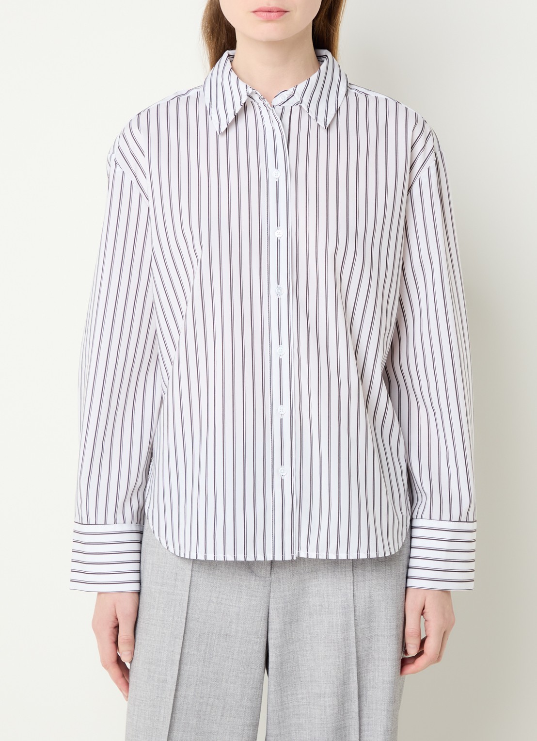 OPUS Fapo blouse met streepprint - detail 4 wit