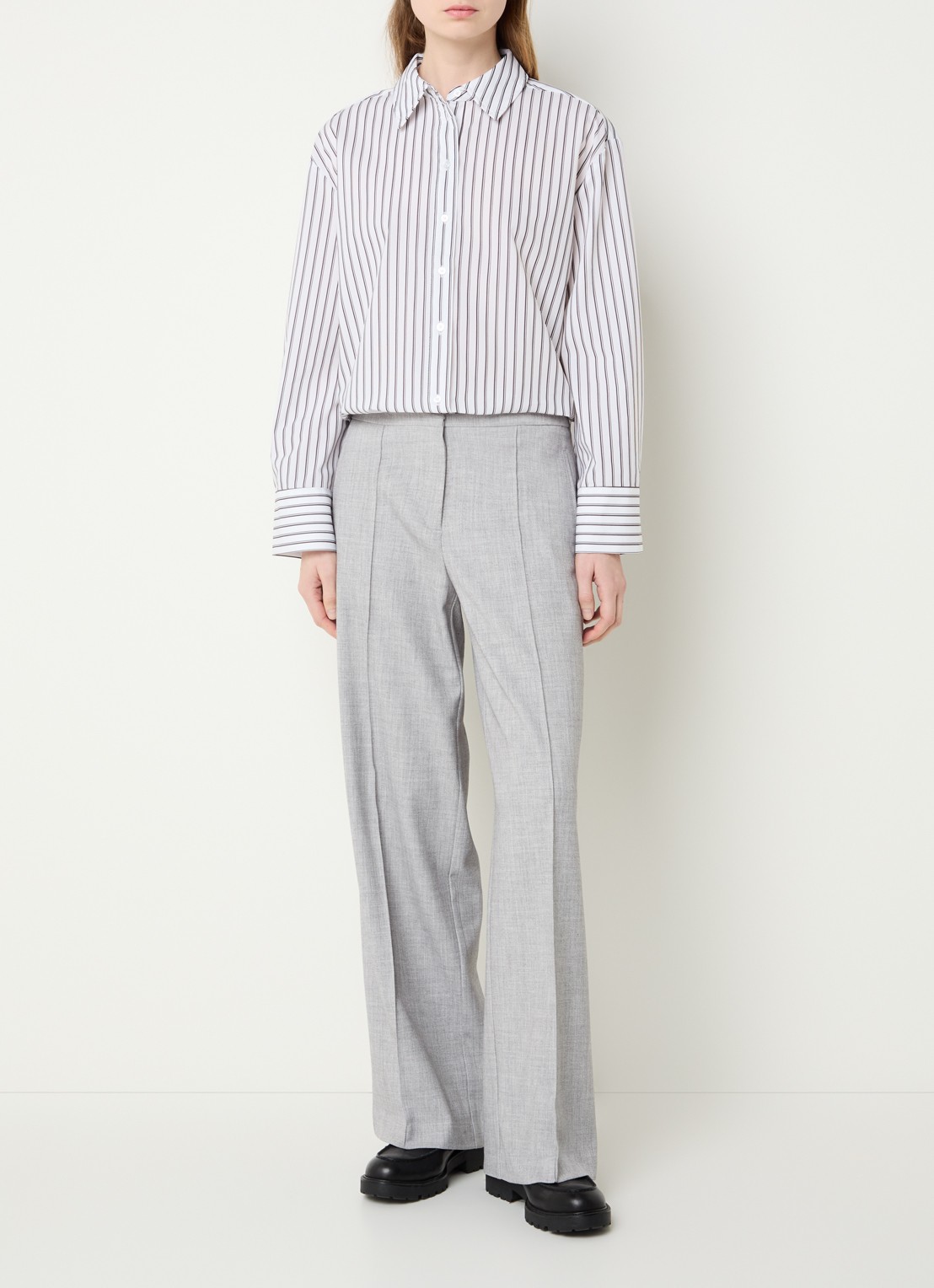 OPUS Fapo blouse met streepprint - voorkant 2 wit