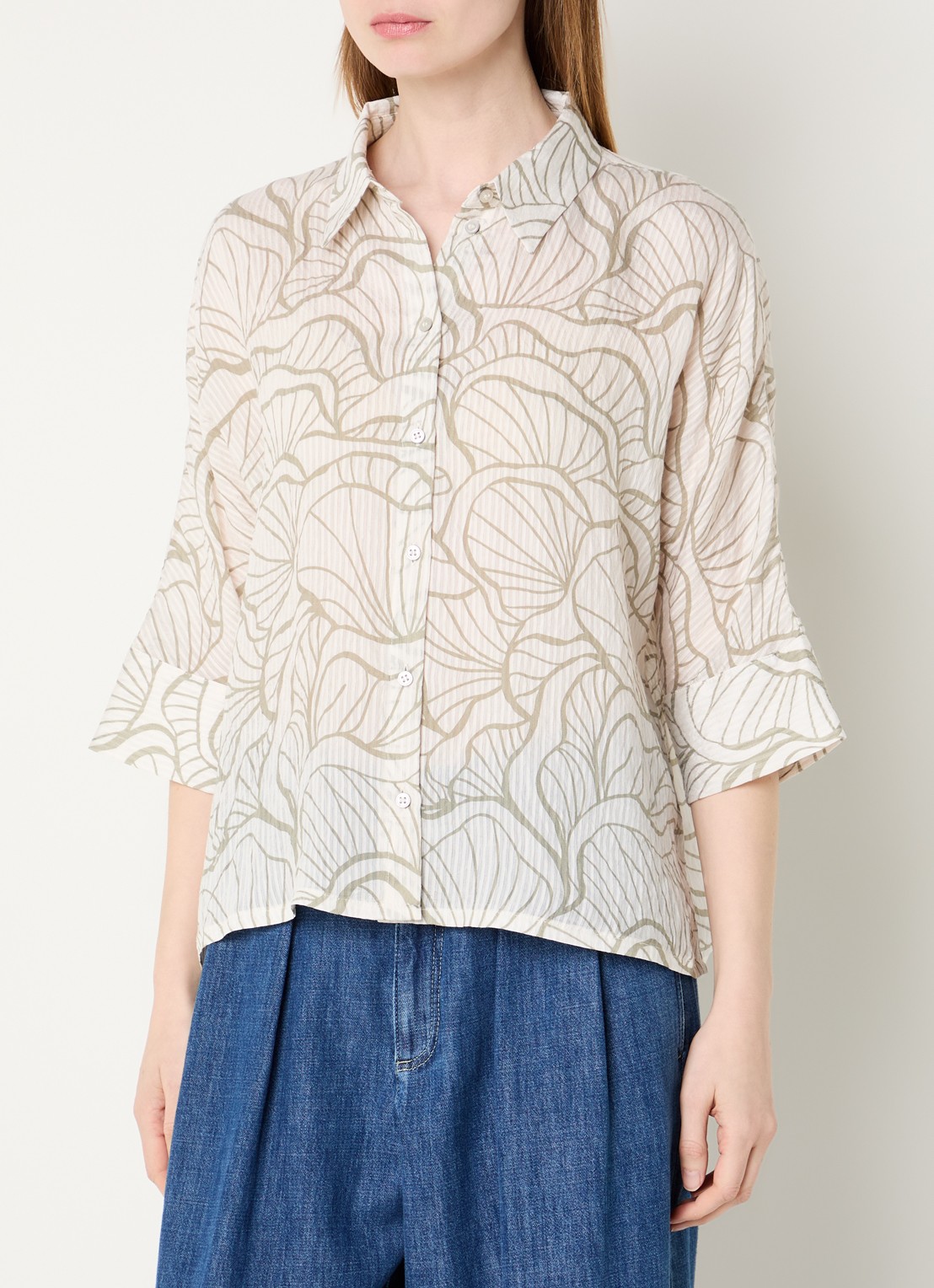 OPUS Fashell blouse met print - detail 4 gebroken wit