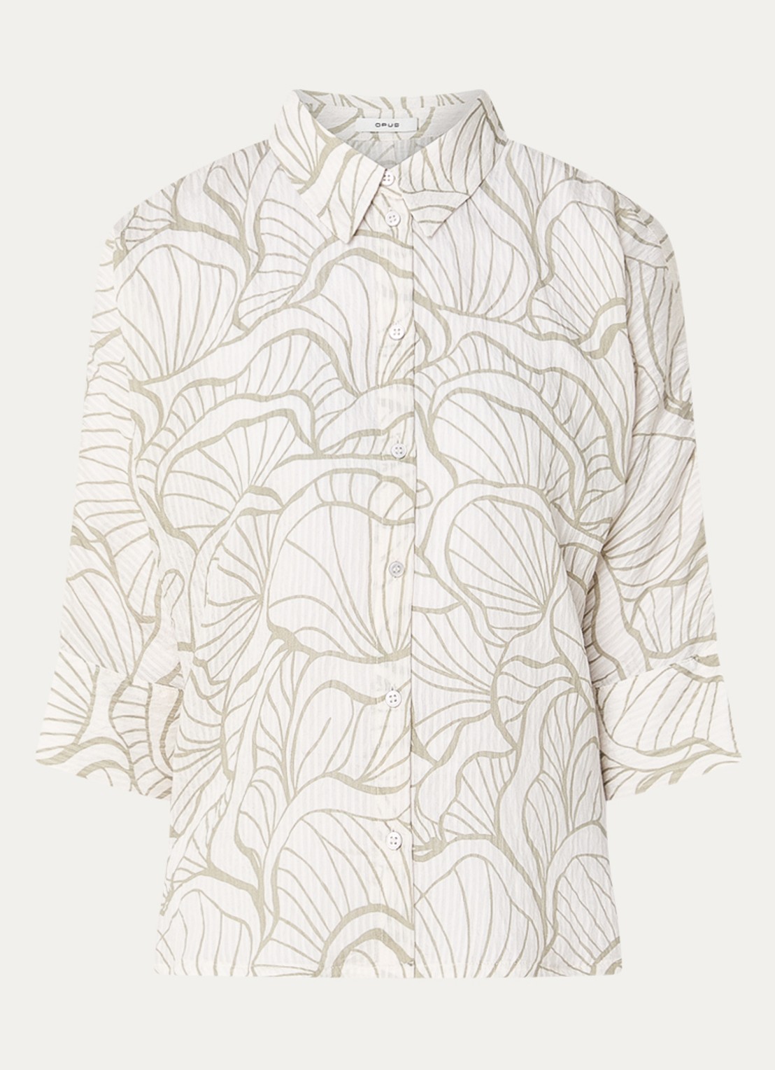 OPUS Fashell blouse met print - voorkant 2 gebroken wit