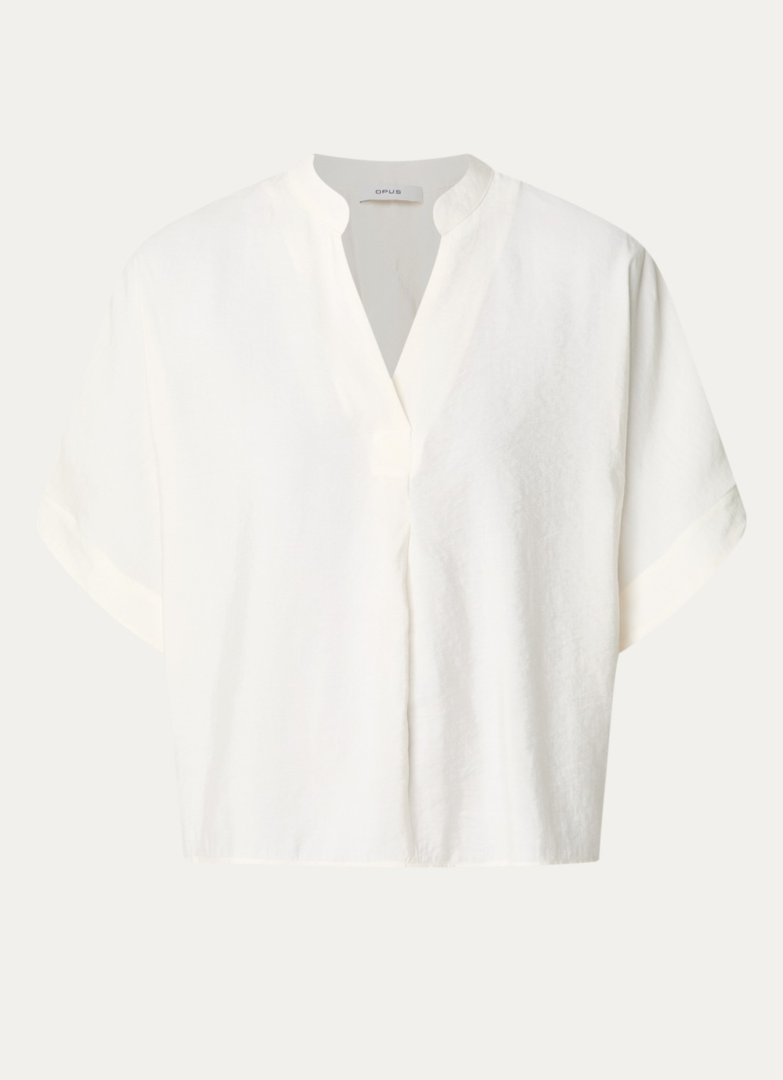 OPUS Fenella tuniek met V-hals en vlindermouw - voorkant 2 gebroken wit