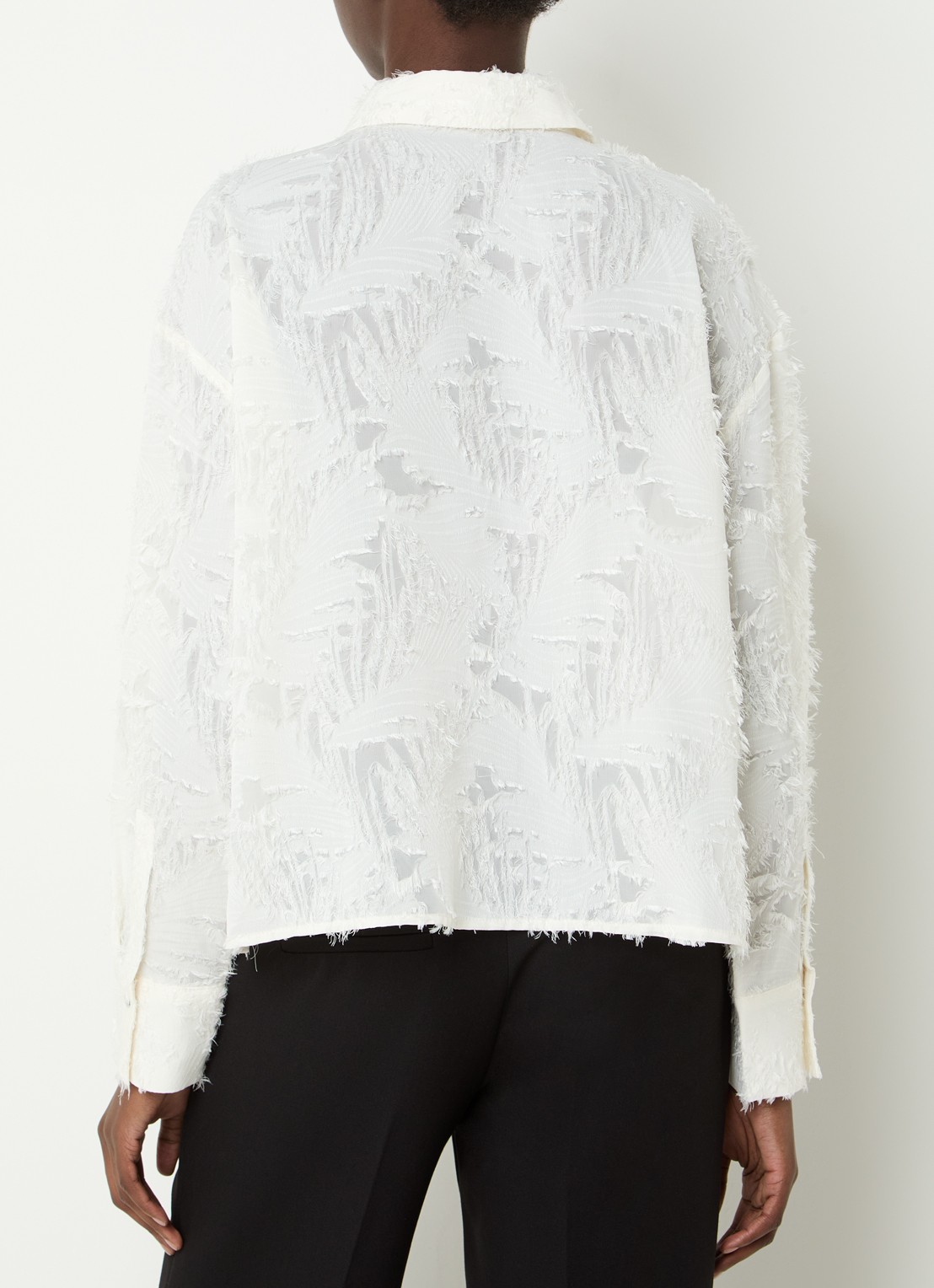 OPUS Fenima semi-transparante blouse met structuur - achterkant gebroken wit