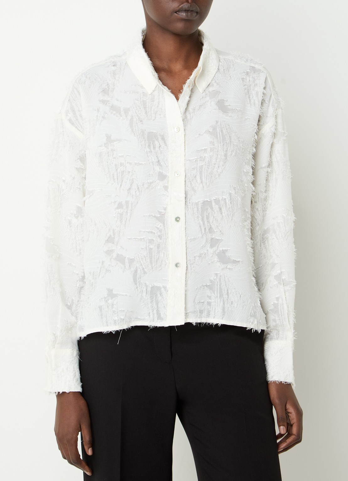 OPUS Fenima semi-transparante blouse met structuur - detail 2 gebroken wit