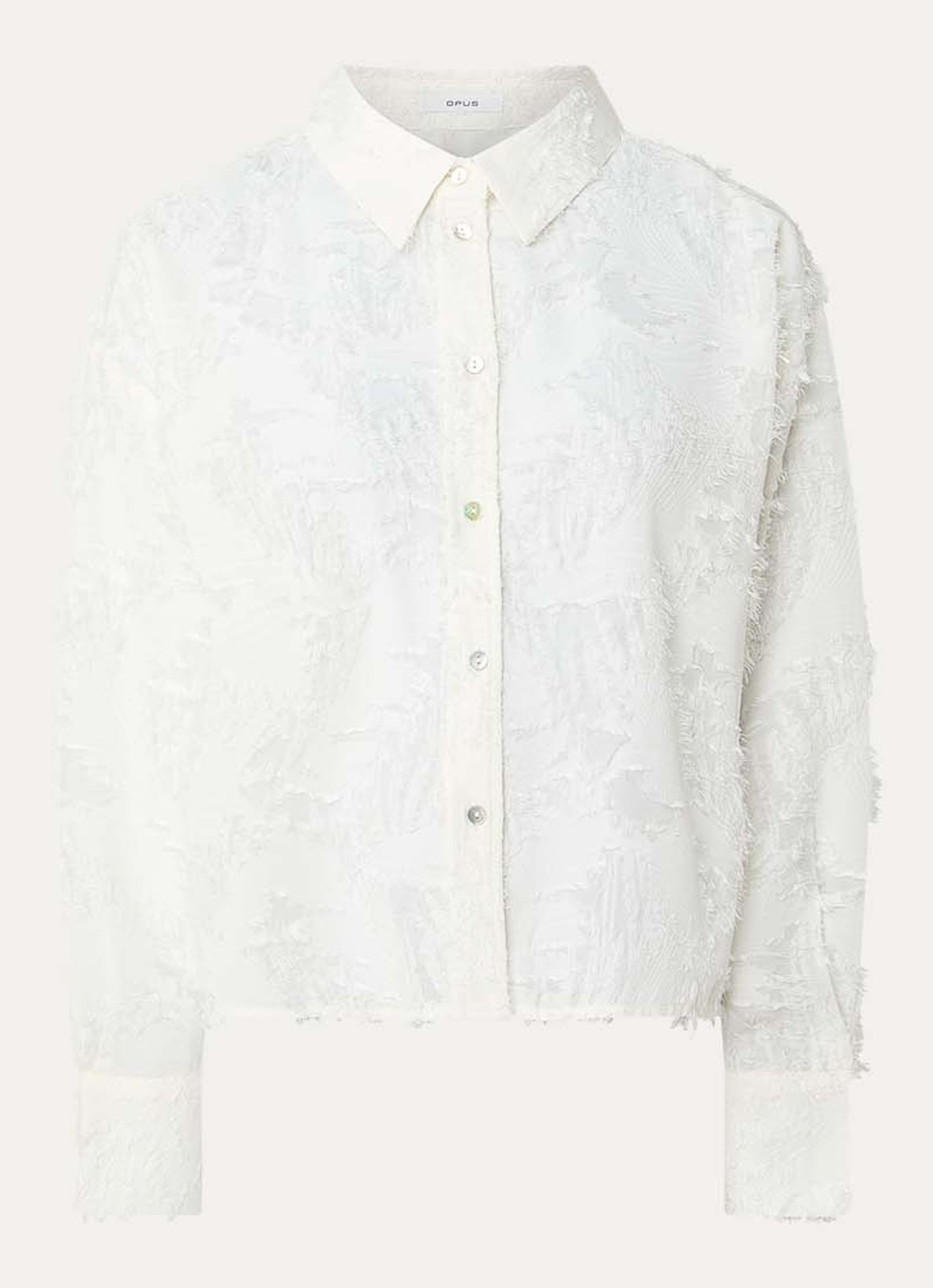 OPUS Fenima semi-transparante blouse met structuur - voorkant 3 gebroken wit