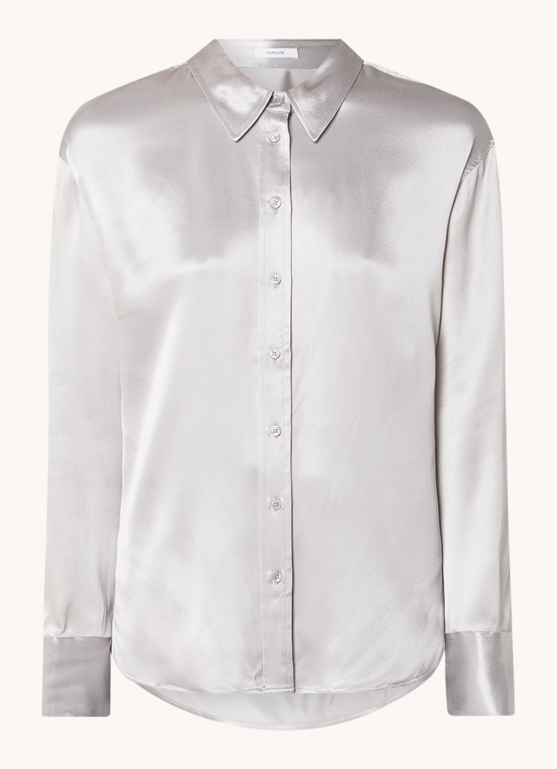 OPUS Feppe blouse van satijn - voorkant grijs