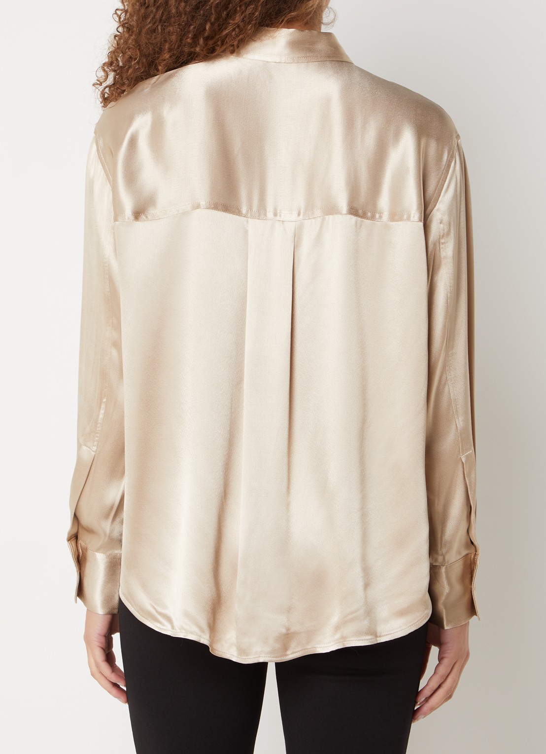 OPUS Feppe blouse van satijn - achterkant zalmroze