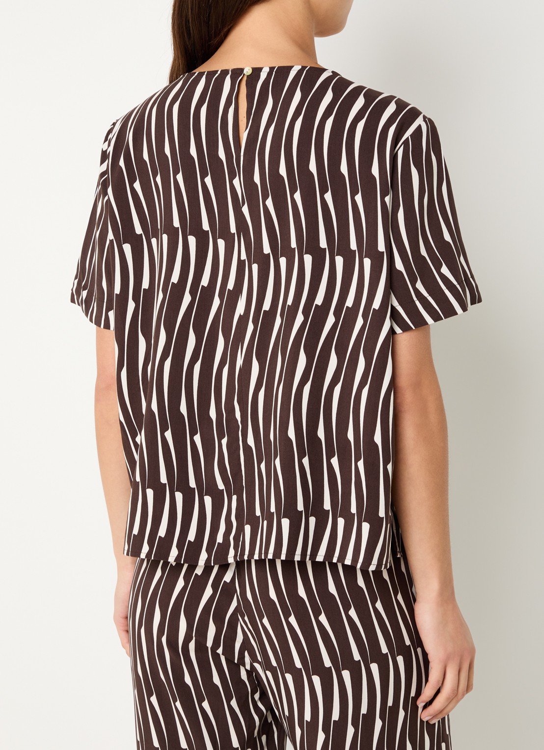 OPUS Ferona top met print      - achterkant 4 bruin