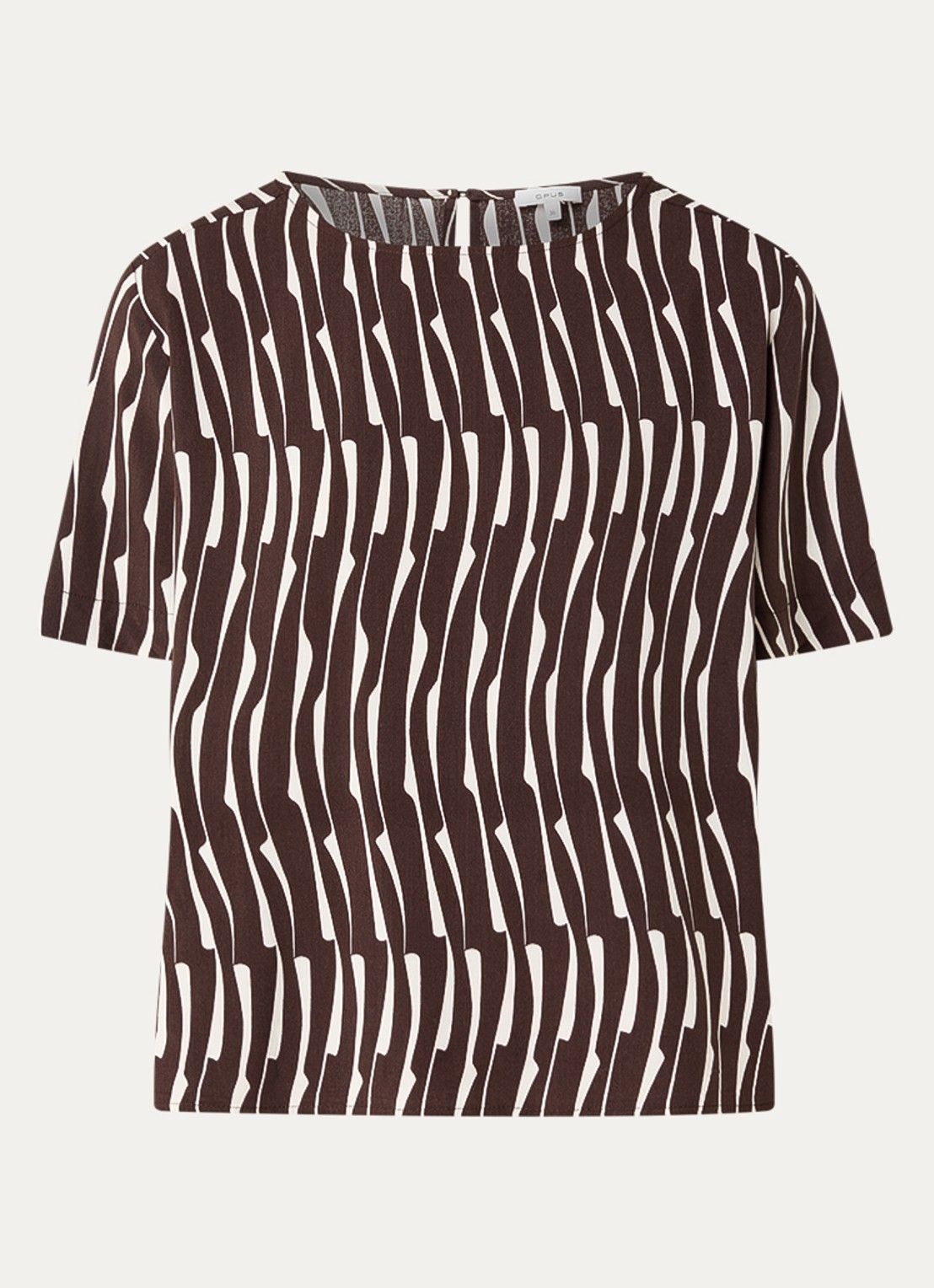 OPUS Ferona top met print      - voorkant bruin