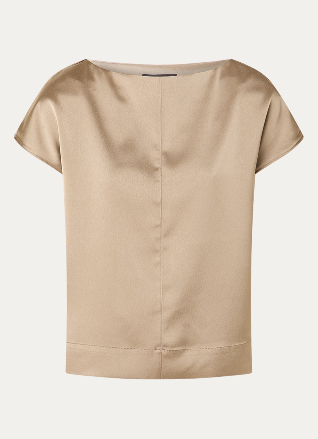 OPUS Festiva top van satijn met siernaad - voorkant 2 taupe