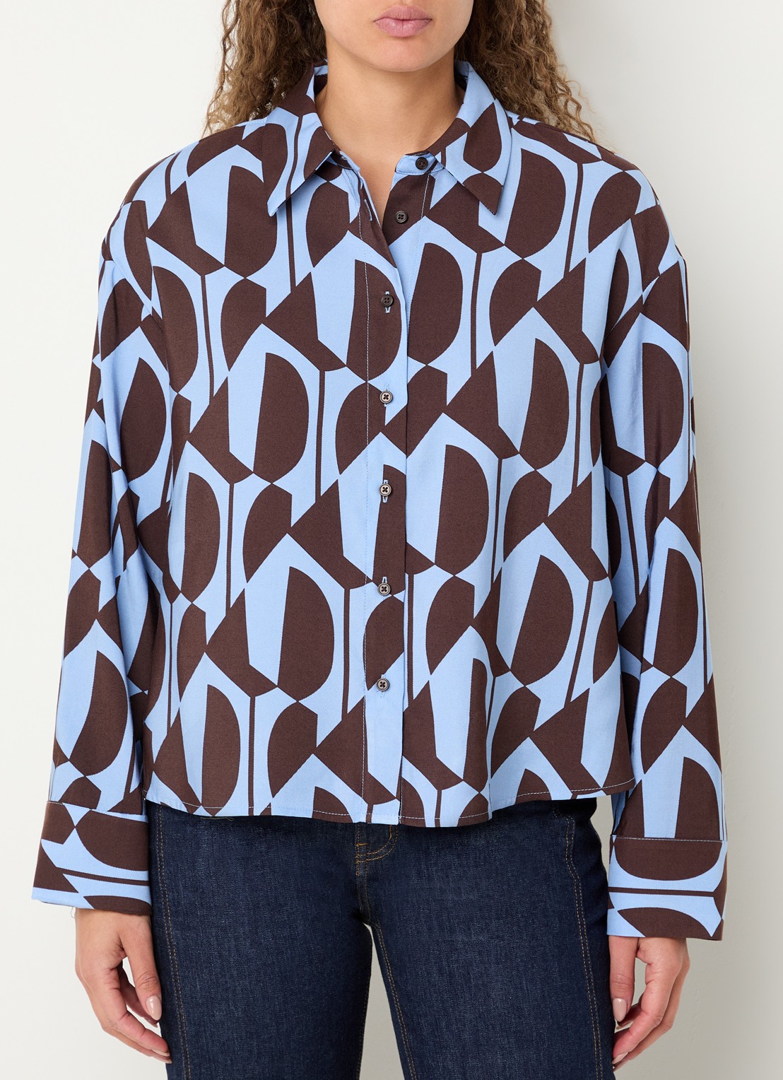 OPUS Fetro blouse met print - detail 3 blauw