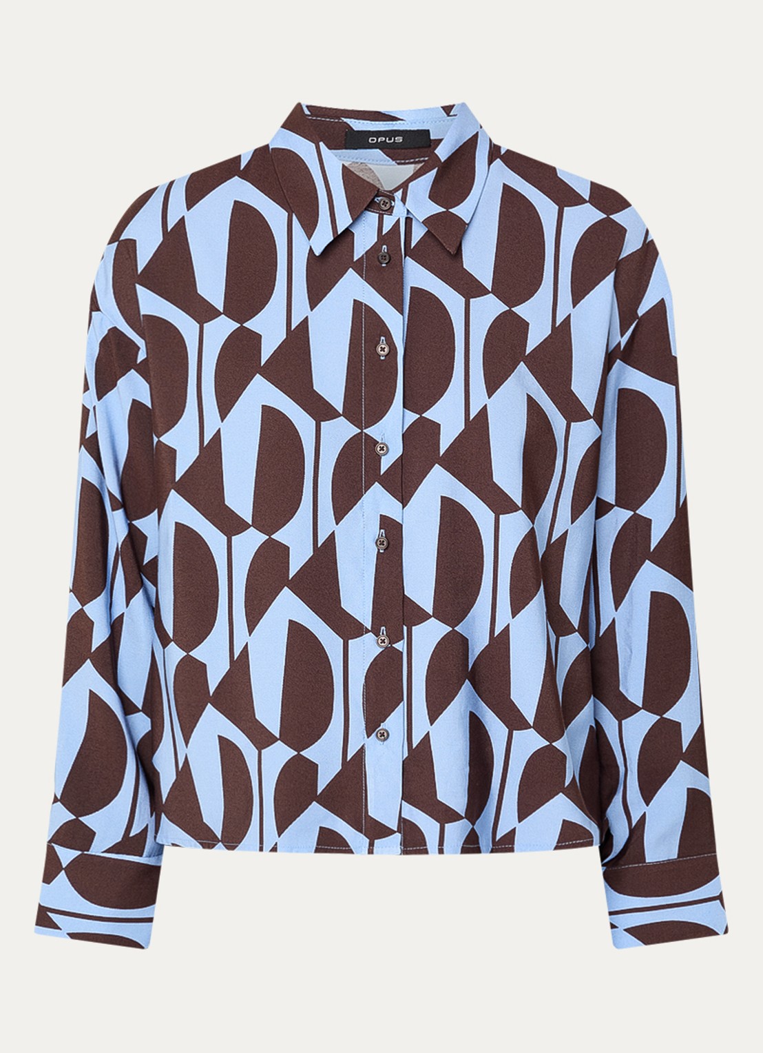 OPUS Fetro blouse met print - voorkant blauw
