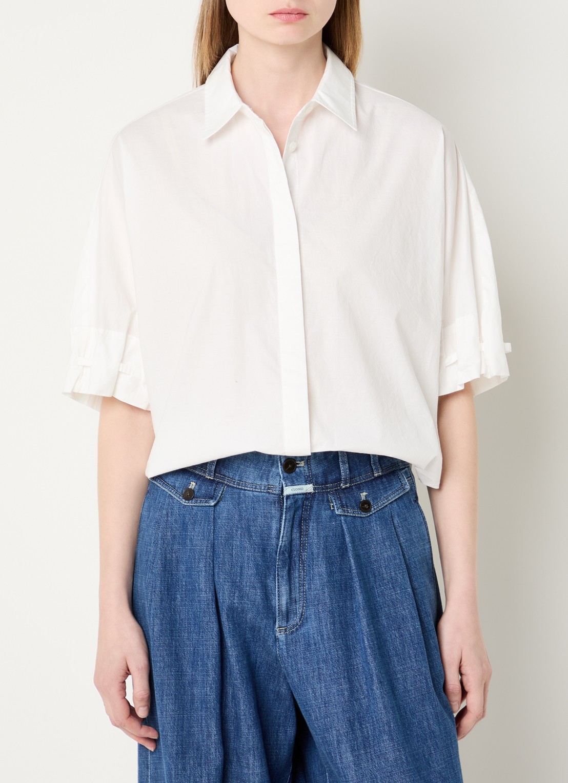 OPUS Finoa blouse met korte mouw - detail 4 wit