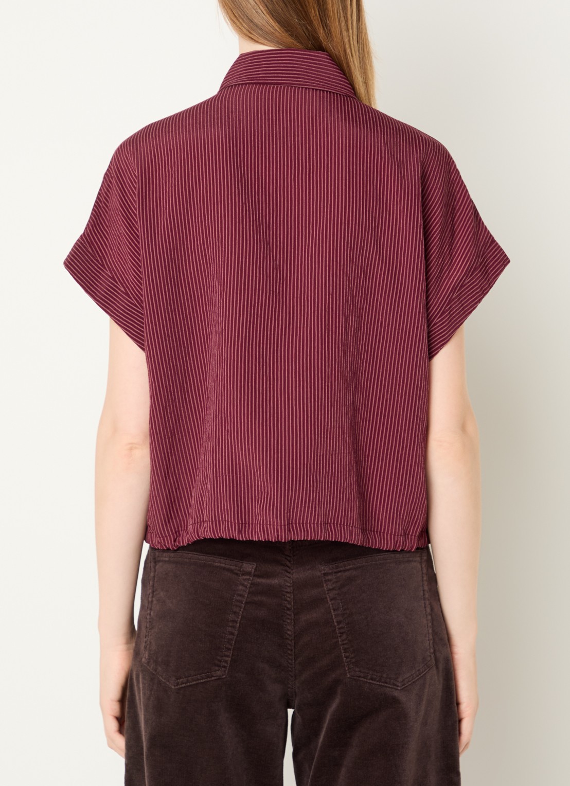 OPUS Flaneta blouse met streepprint - achterkant 2 kersenrood