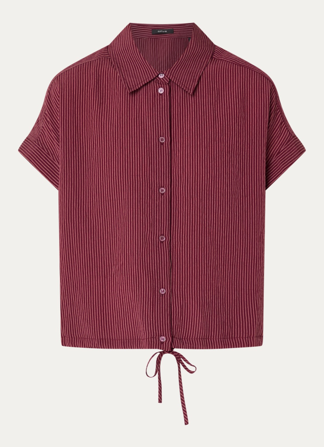 OPUS Flaneta blouse met streepprint - voorkant 3 kersenrood