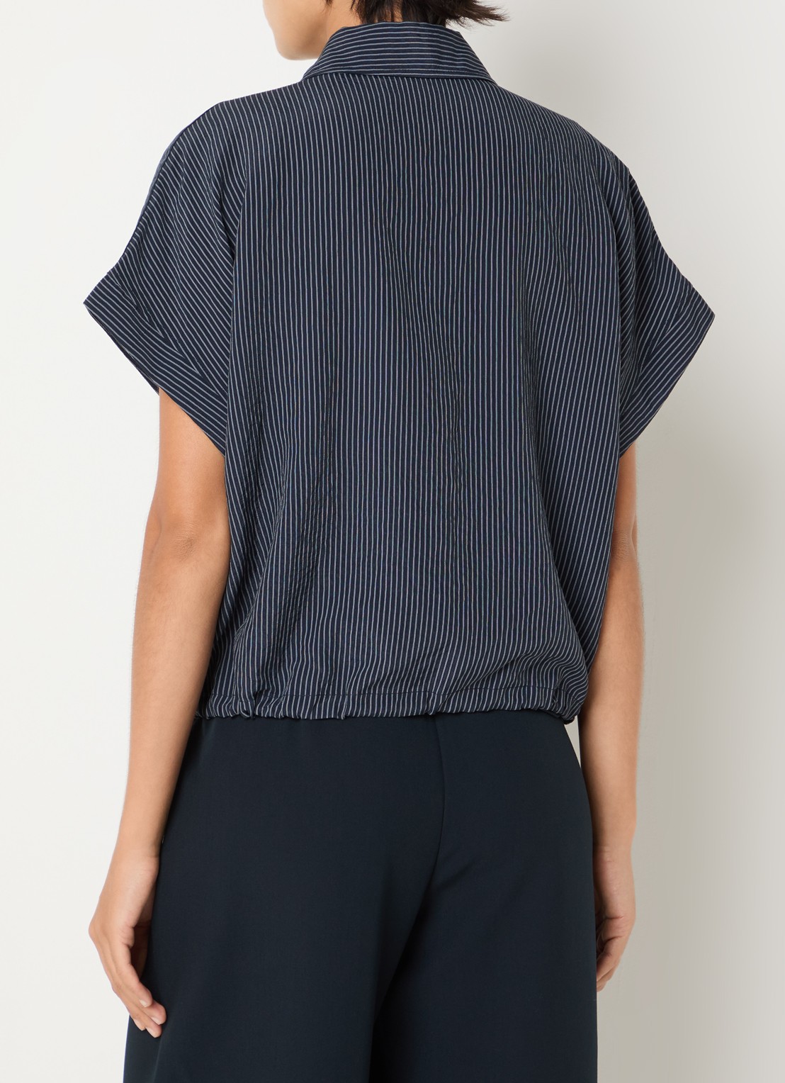 OPUS Flaneta blouse met streepprint - achterkant donkerblauw