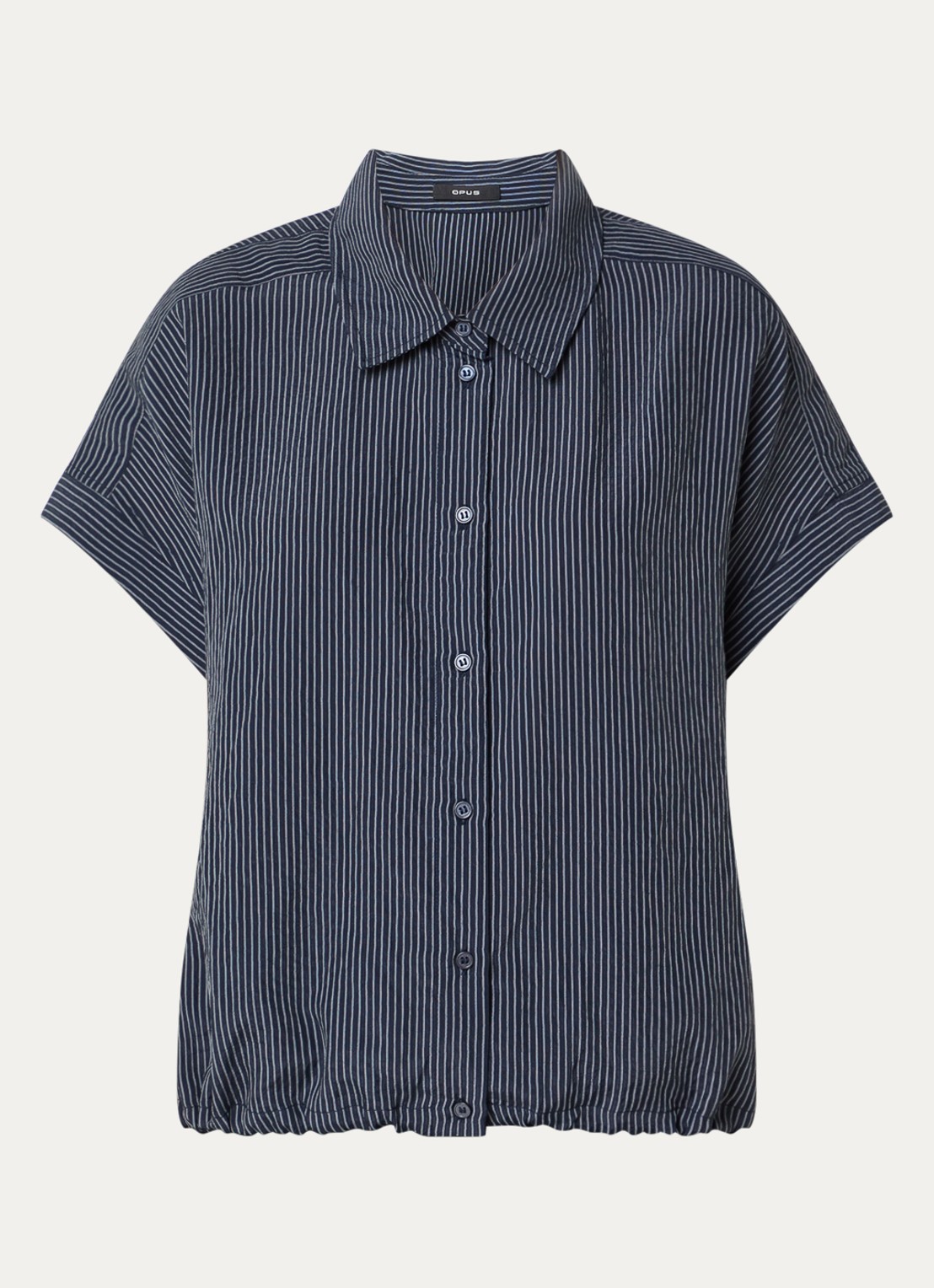 OPUS Flaneta blouse met streepprint - voorkant 2 donkerblauw