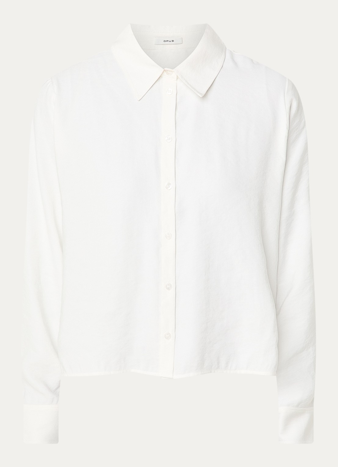 OPUS Flowy cropped blouse  - voorkant 3 gebroken wit