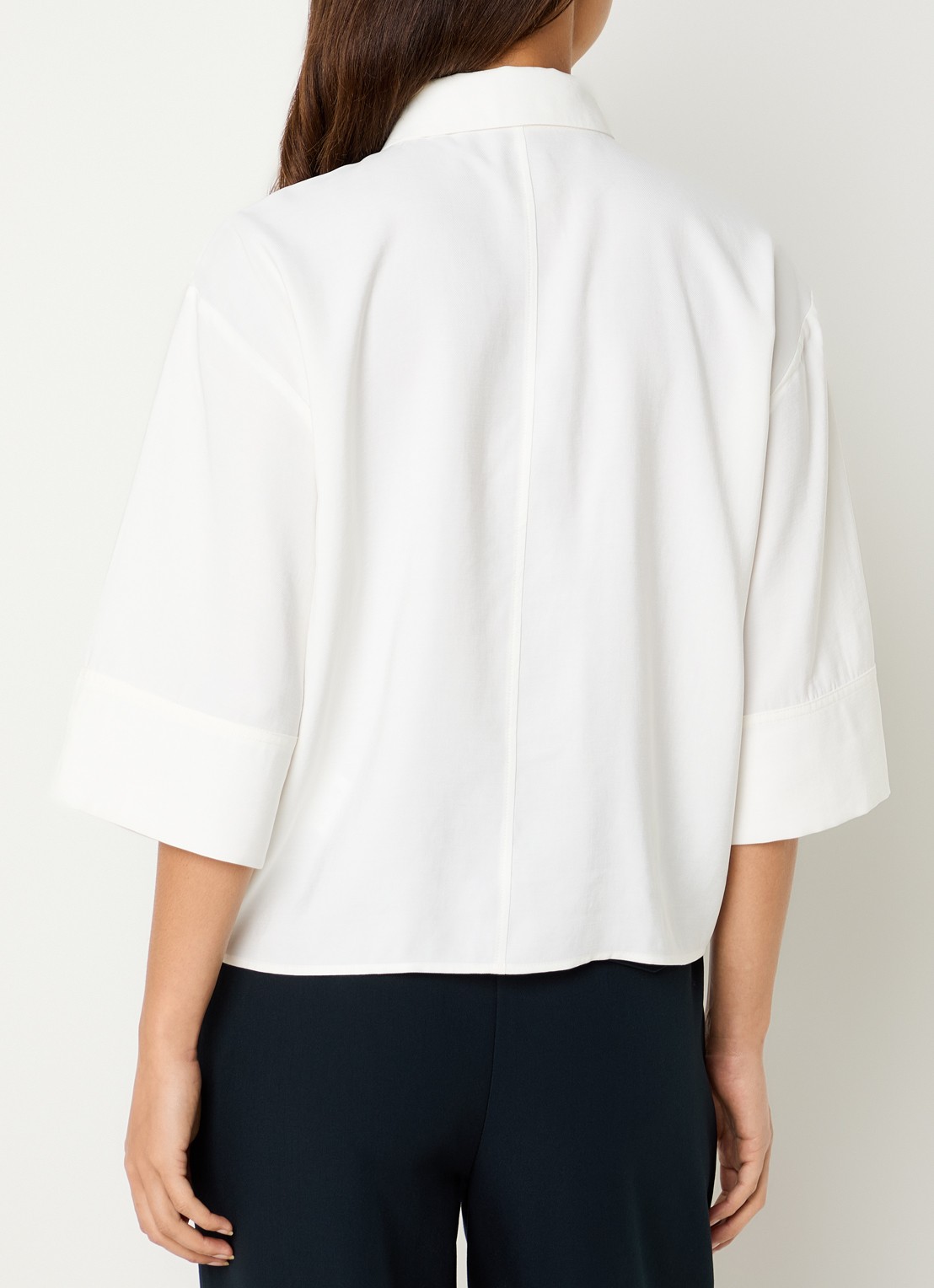 OPUS Fotori blouse met plooidetail en vleermuismouw - achterkant wit