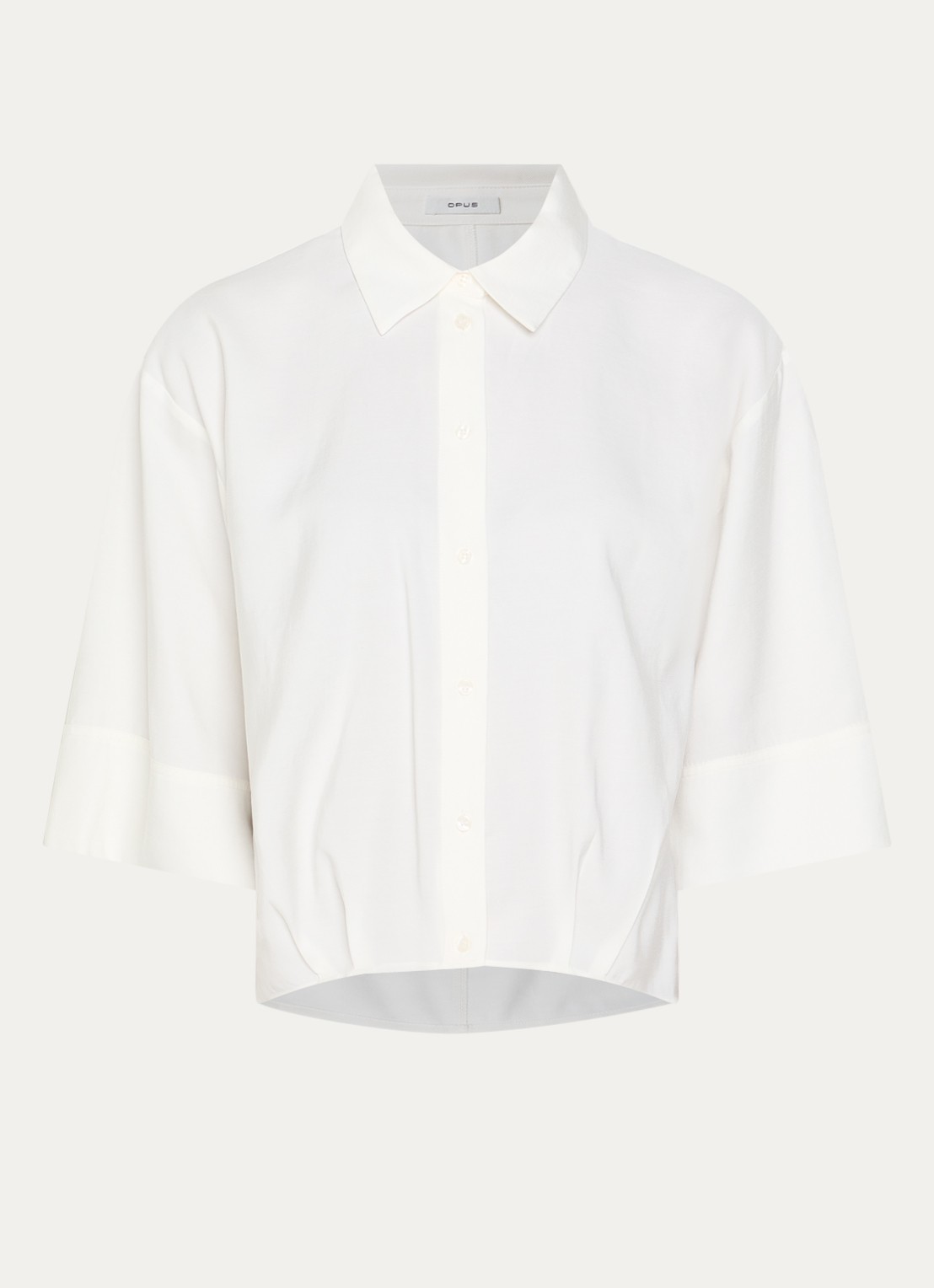 OPUS Fotori blouse met plooidetail en vleermuismouw - voorkant 3 wit