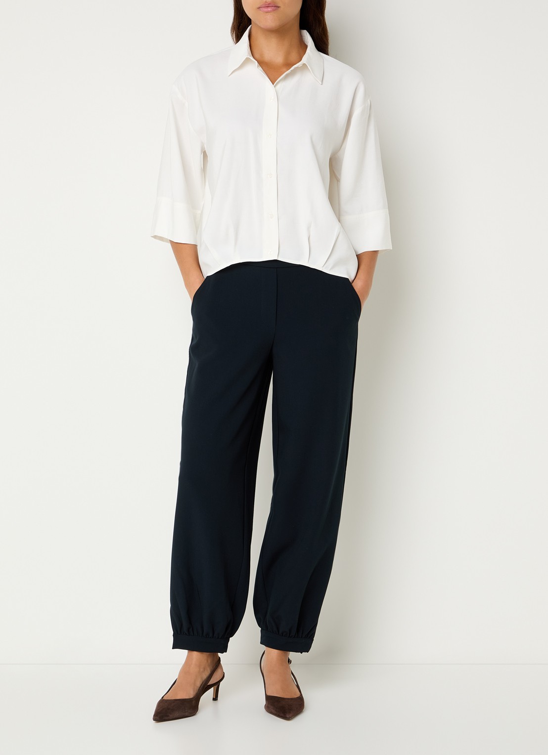 OPUS Fotori blouse met plooidetail - voorkant 2 wit