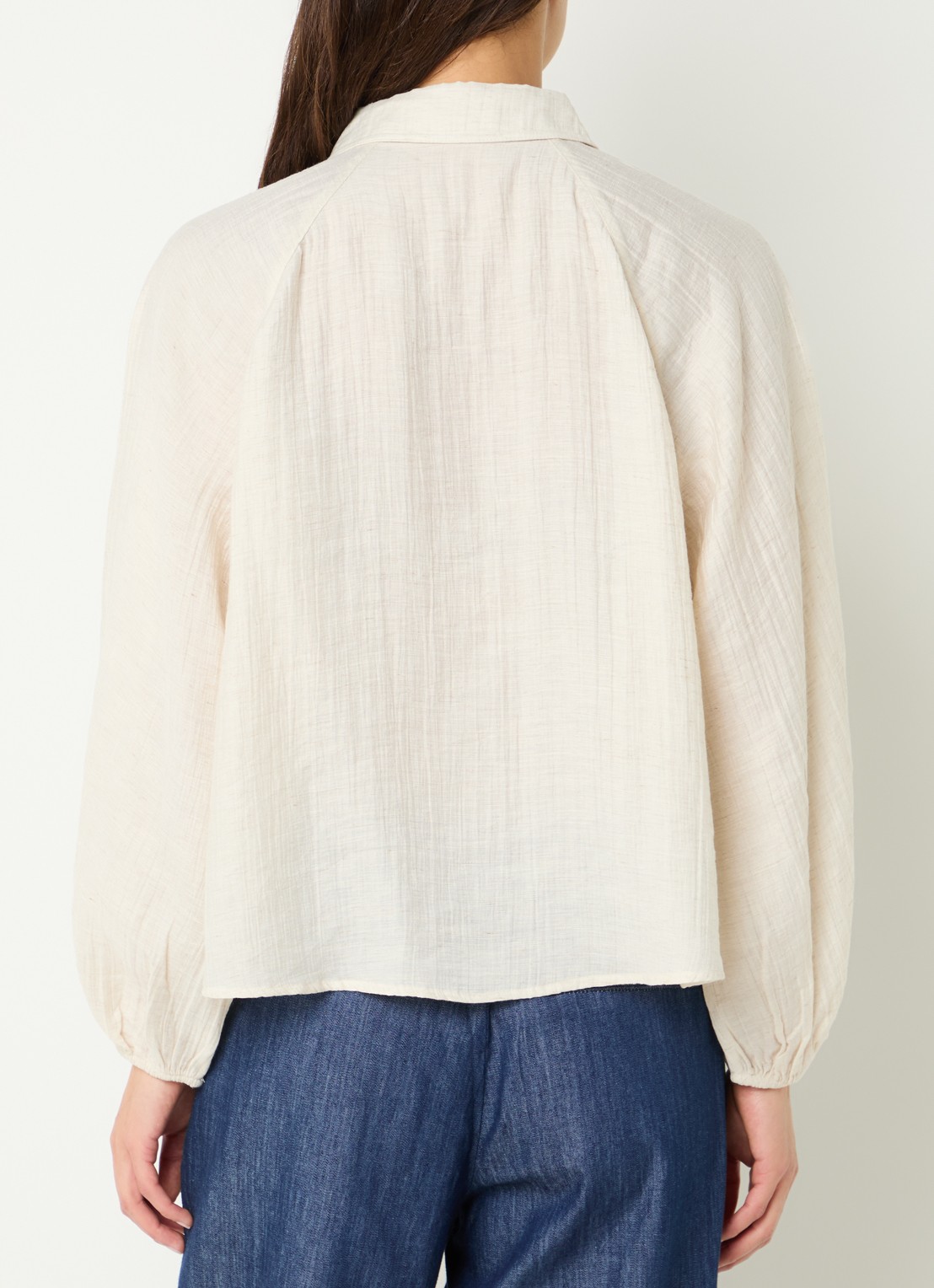 OPUS Framatica blouse in linnenblend - achterkant 2 creme