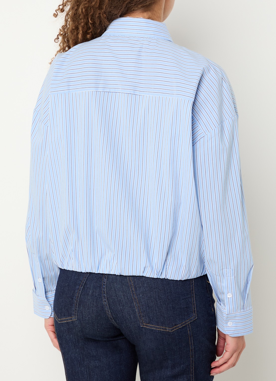 OPUS Fresa blouse met borstzak en streepprint  - achterkant blauw