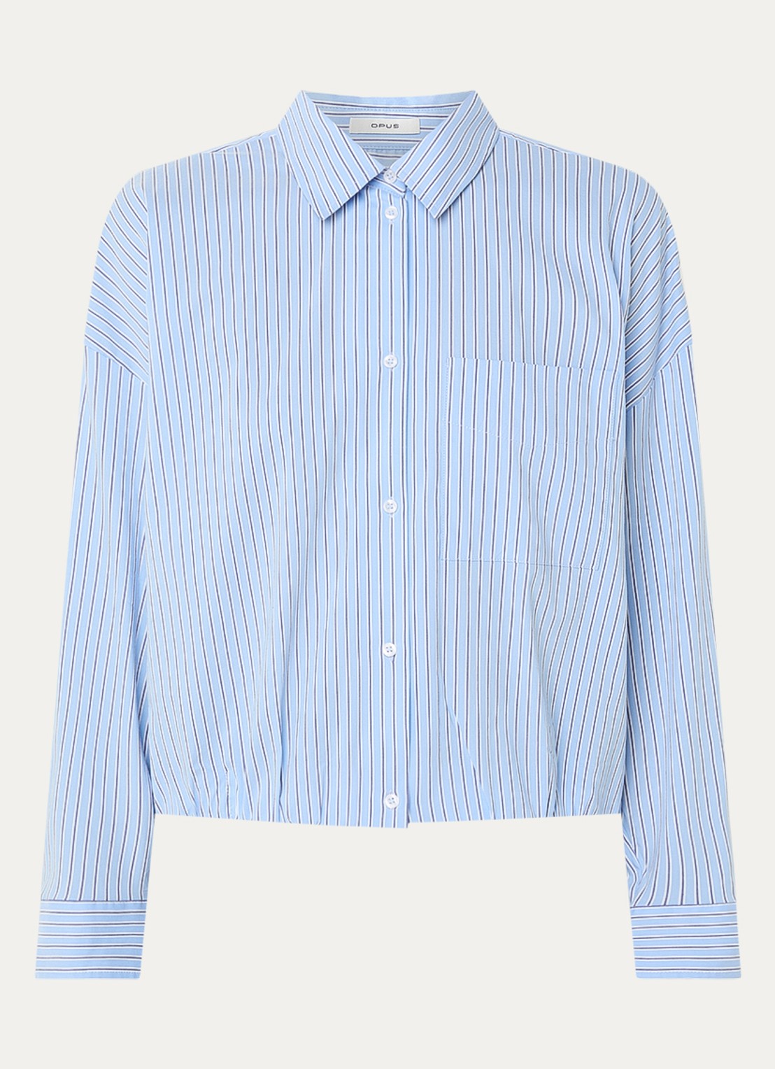 OPUS Fresa blouse met borstzak en streepprint  - voorkant 2 blauw