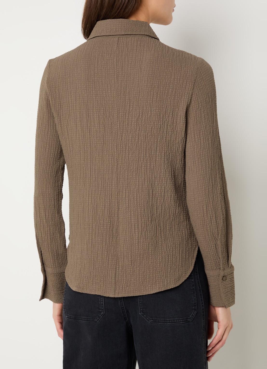 OPUS Frive blouse met structuur - achterkant lichtbruin